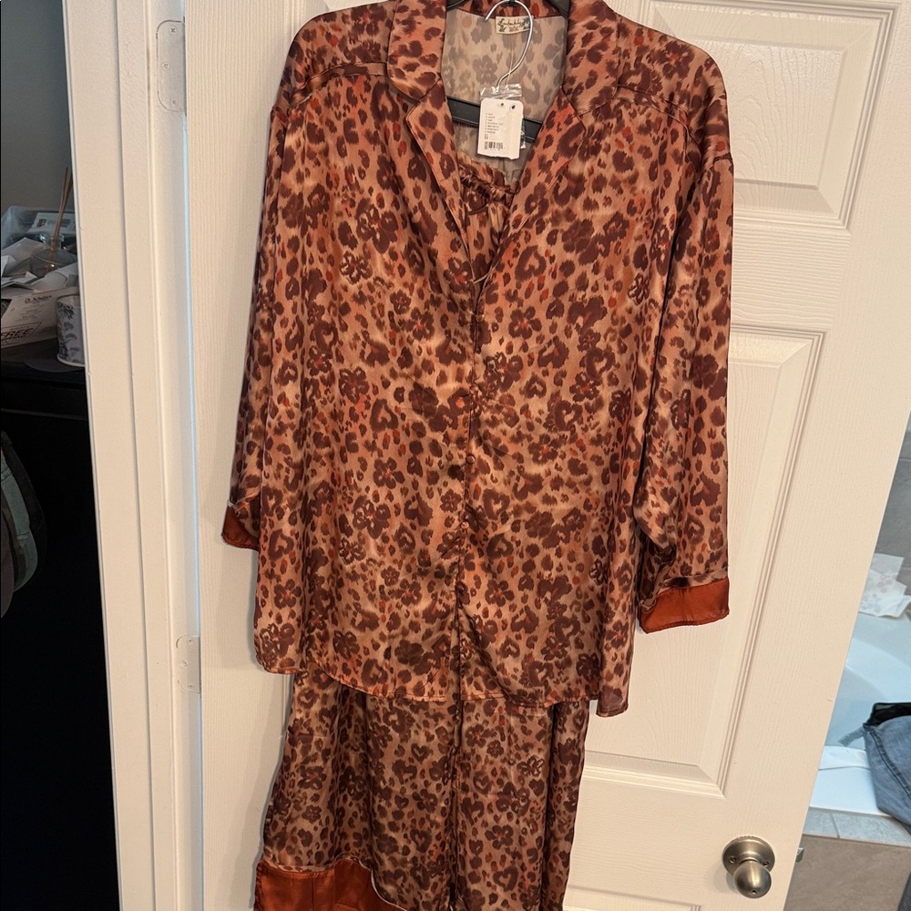 Free People Animal Print Long Sleeve Dress - Brown and Rust - Picture 8 of 8